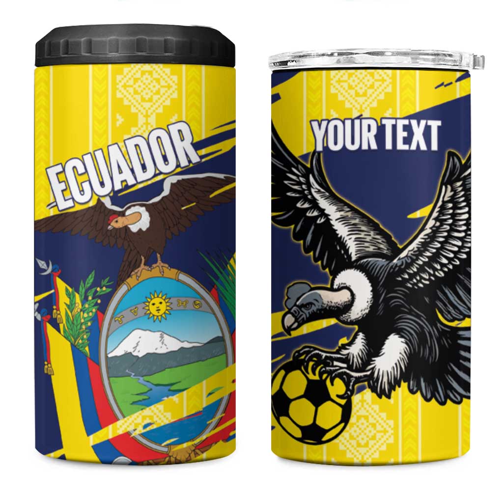 Ecuador Football Custom 4 in 1 Can Cooler Tumbler 2026 Vamos La Tri Yellow South America Pattern - Wonder Print Shop