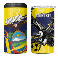 Ecuador Football Custom 4 in 1 Can Cooler Tumbler 2026 Vamos La Tri Yellow South America Pattern - Wonder Print Shop