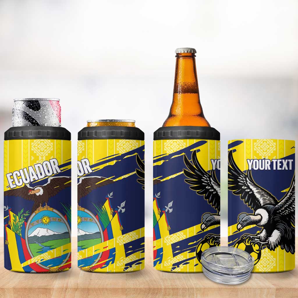 Ecuador Football Custom 4 in 1 Can Cooler Tumbler 2026 Vamos La Tri Yellow South America Pattern - Wonder Print Shop