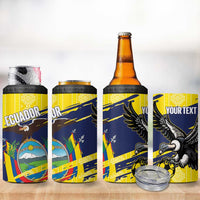 Ecuador Football Custom 4 in 1 Can Cooler Tumbler 2026 Vamos La Tri Yellow South America Pattern - Wonder Print Shop