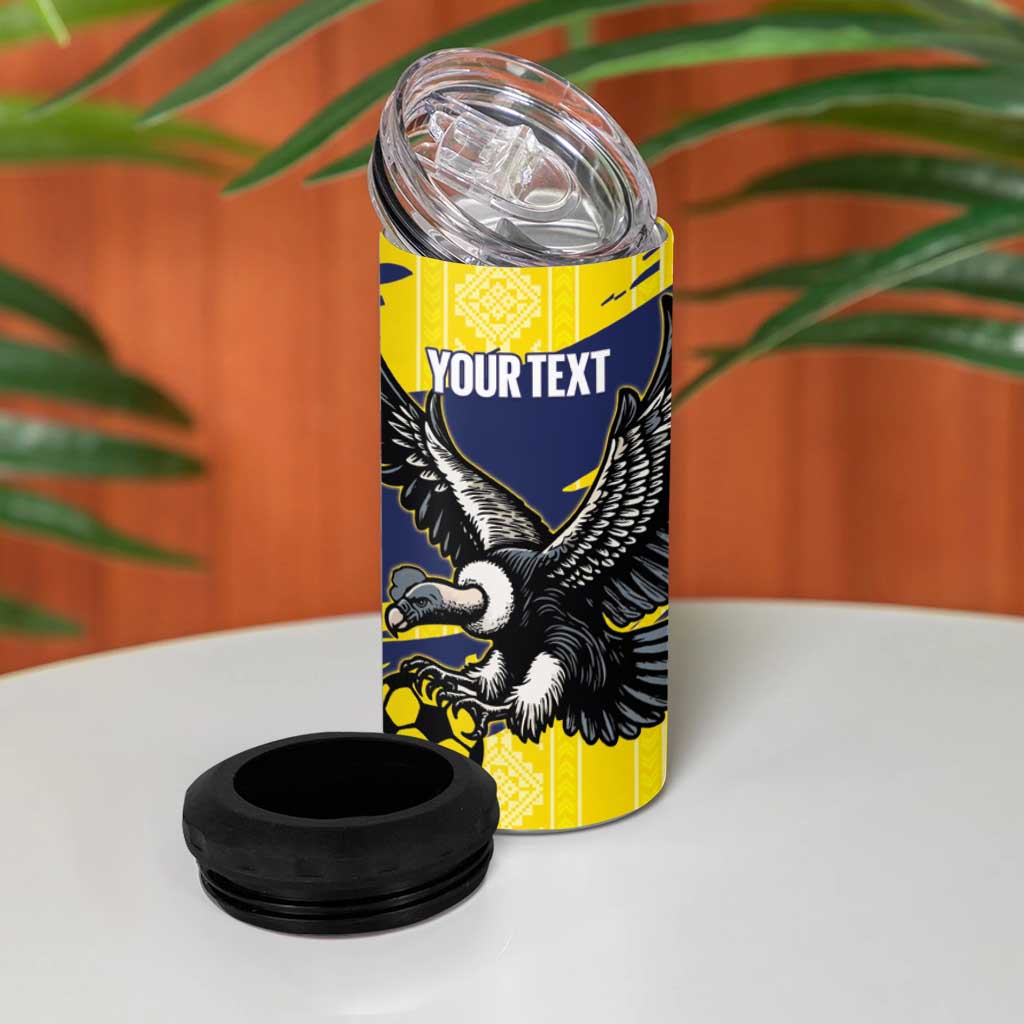 Ecuador Football Custom 4 in 1 Can Cooler Tumbler 2026 Vamos La Tri Yellow South America Pattern - Wonder Print Shop