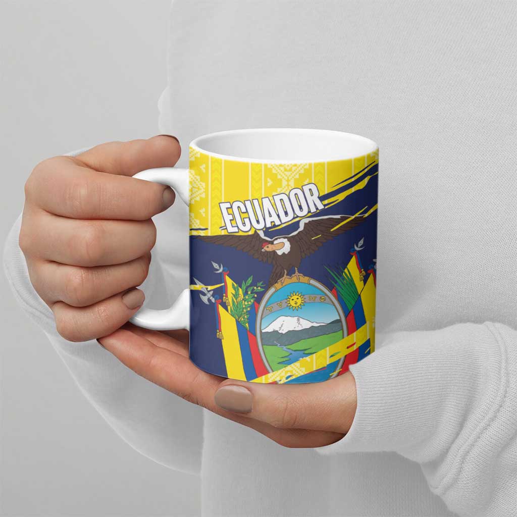 Ecuador Football Custom Ceramic Mug 2026 Vamos La Tri Yellow South America Pattern - Wonder Print Shop