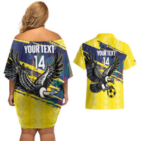Ecuador Football Custom Couples Matching Off Shoulder Short Dress and Hawaiian Shirt 2026 Vamos La Tri Yellow South America Pattern - Wonder Print Shop