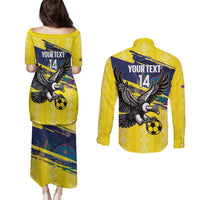Ecuador Football Custom Couples Matching Puletasi and Long Sleeve Button Shirt 2026 Vamos La Tri Yellow South America Pattern - Wonder Print Shop