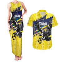 Ecuador Football Custom Couples Matching Tank Maxi Dress and Hawaiian Shirt 2026 Vamos La Tri Yellow South America Pattern - Wonder Print Shop