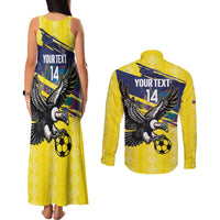 Ecuador Football Custom Couples Matching Tank Maxi Dress and Long Sleeve Button Shirt 2026 Vamos La Tri Yellow South America Pattern - Wonder Print Shop