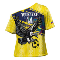 Ecuador Football Custom Cross Shoulder Shirt 2026 Vamos La Tri Yellow South America Pattern - Wonder Print Shop