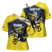 Ecuador Football Custom Cross Shoulder Shirt 2026 Vamos La Tri Yellow South America Pattern - Wonder Print Shop