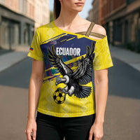 Ecuador Football Custom Cross Shoulder Shirt 2026 Vamos La Tri Yellow South America Pattern - Wonder Print Shop