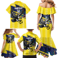 Ecuador Football Custom Family Matching Mermaid Dress and Hawaiian Shirt 2026 Vamos La Tri Yellow South America Pattern - Wonder Print Shop