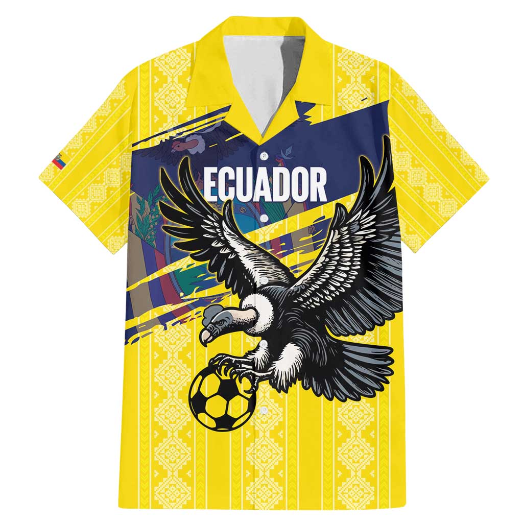 Ecuador Football Custom Family Matching Mermaid Dress and Hawaiian Shirt 2026 Vamos La Tri Yellow South America Pattern - Wonder Print Shop