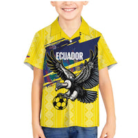 Ecuador Football Custom Family Matching Mermaid Dress and Hawaiian Shirt 2026 Vamos La Tri Yellow South America Pattern - Wonder Print Shop