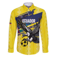 Ecuador Football Custom Family Matching Off The Shoulder Long Sleeve Dress and Hawaiian Shirt 2026 Vamos La Tri Yellow South America Pattern - Wonder Print Shop