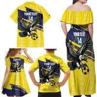 Ecuador Football Custom Family Matching Off Shoulder Maxi Dress and Hawaiian Shirt 2026 Vamos La Tri Yellow South America Pattern - Wonder Print Shop