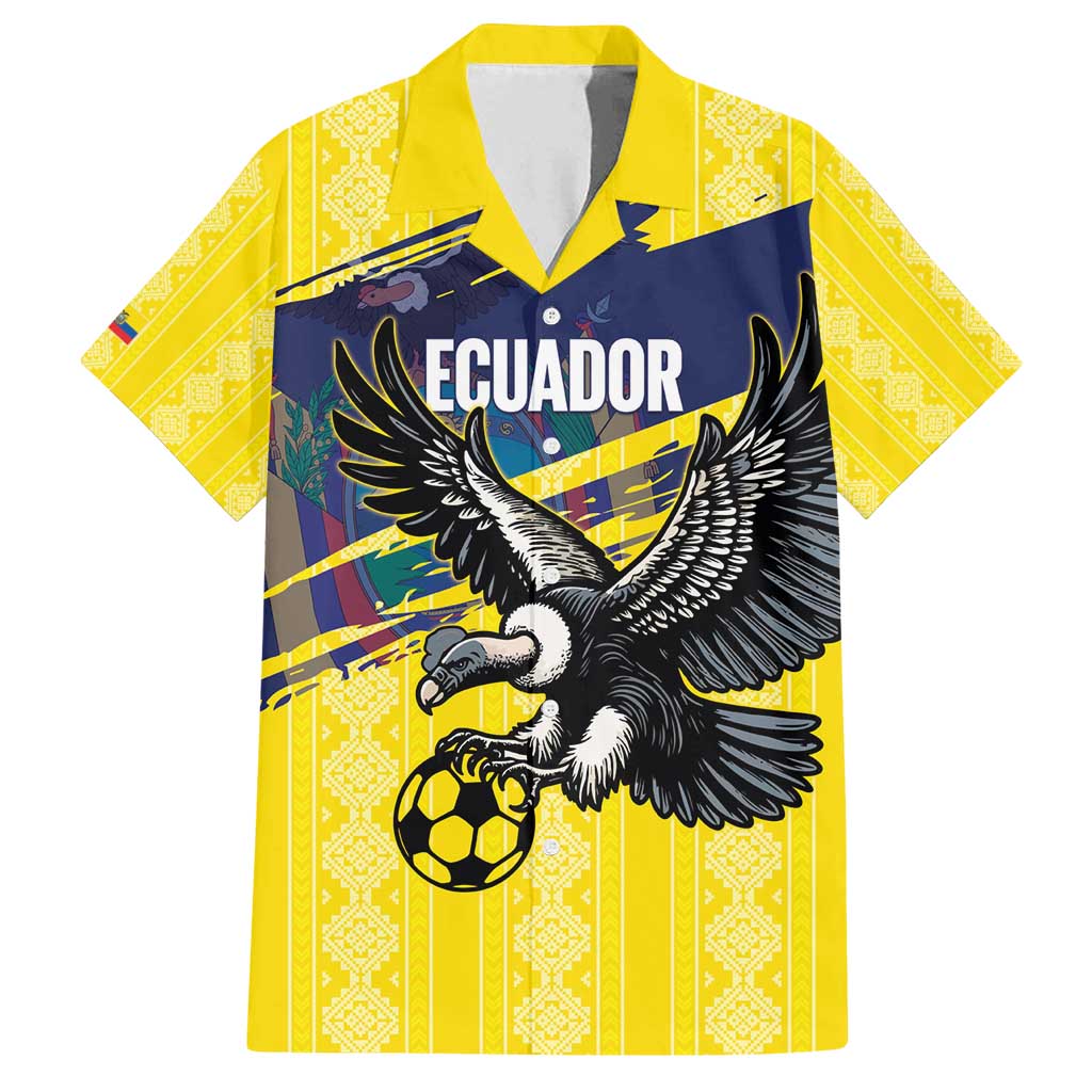 Ecuador Football Custom Family Matching Off Shoulder Maxi Dress and Hawaiian Shirt 2026 Vamos La Tri Yellow South America Pattern - Wonder Print Shop
