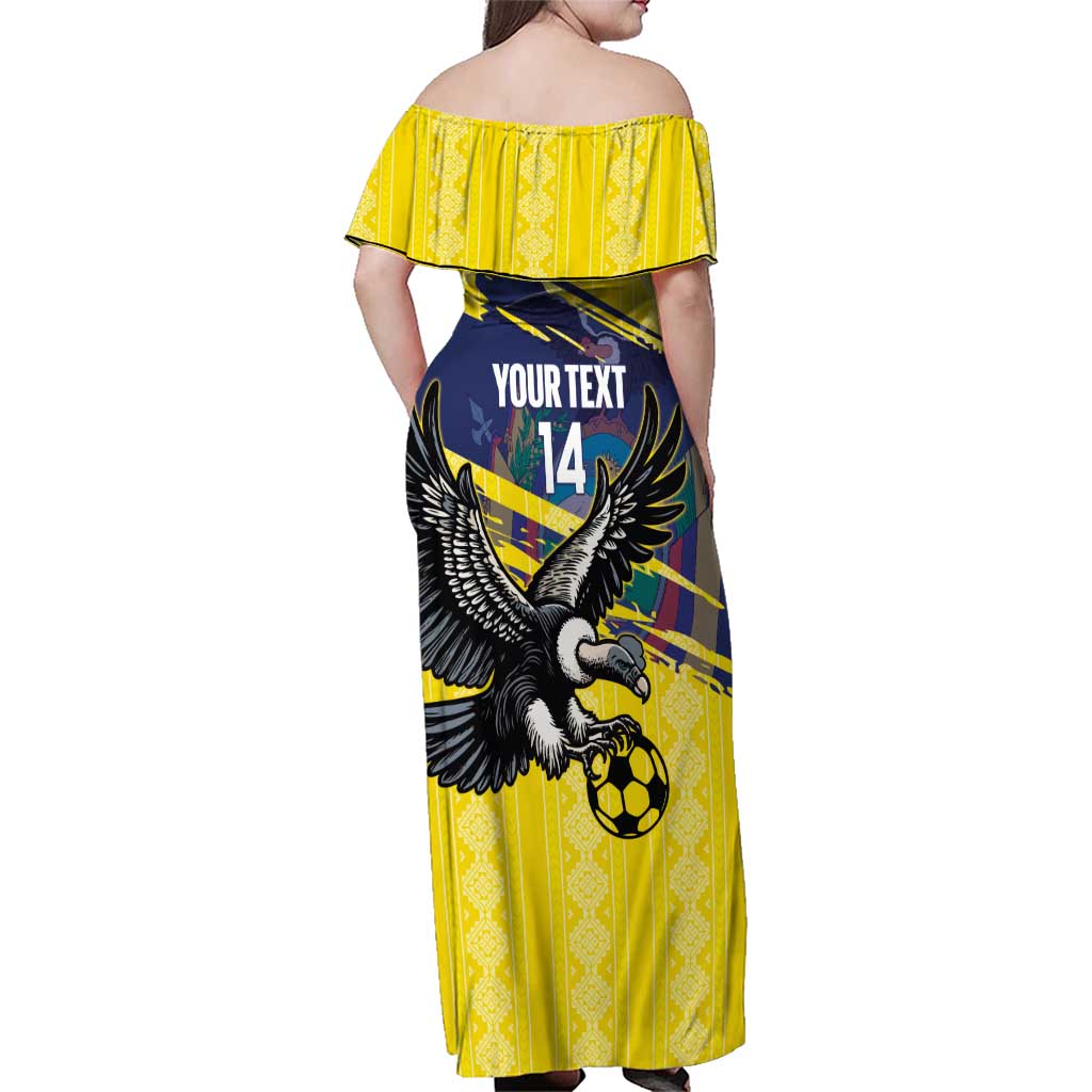 Ecuador Football Custom Family Matching Off Shoulder Maxi Dress and Hawaiian Shirt 2026 Vamos La Tri Yellow South America Pattern - Wonder Print Shop