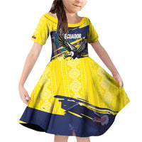 Ecuador Football Custom Family Matching Off Shoulder Short Dress and Hawaiian Shirt 2026 Vamos La Tri Yellow South America Pattern - Wonder Print Shop