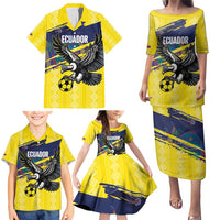 Ecuador Football Custom Family Matching Puletasi and Hawaiian Shirt 2026 Vamos La Tri Yellow South America Pattern - Wonder Print Shop