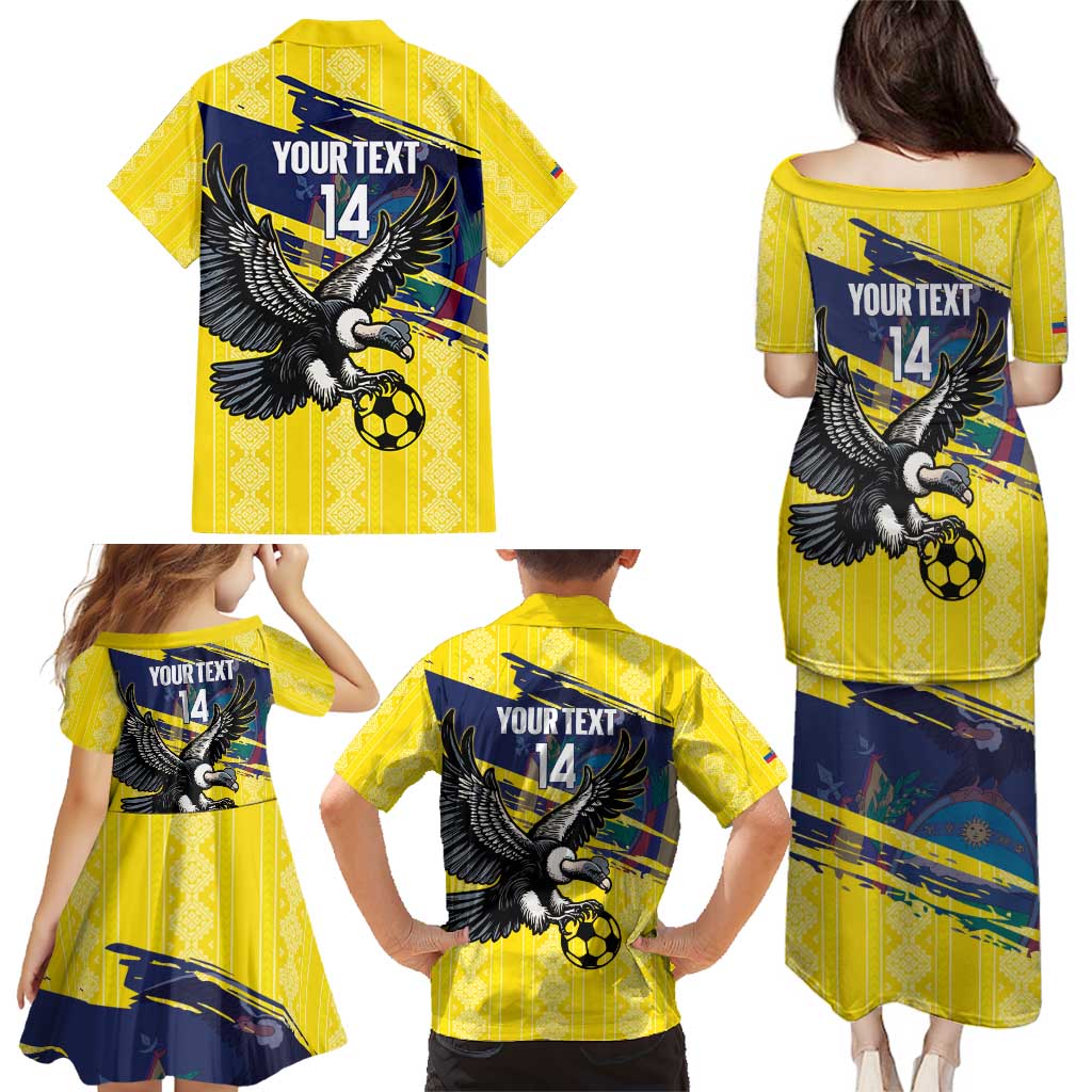 Ecuador Football Custom Family Matching Puletasi and Hawaiian Shirt 2026 Vamos La Tri Yellow South America Pattern - Wonder Print Shop