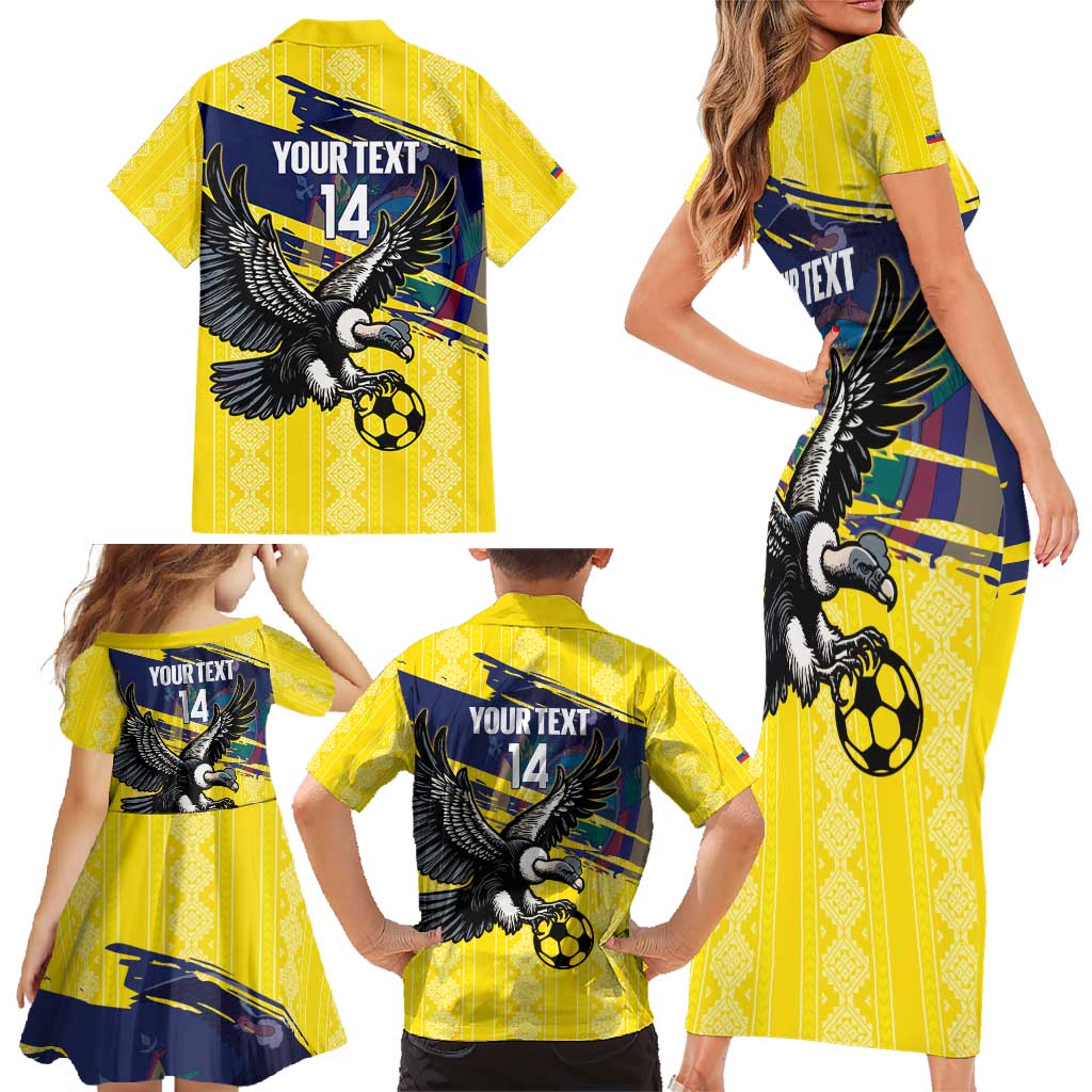 Ecuador Football Custom Family Matching Short Sleeve Bodycon Dress and Hawaiian Shirt 2026 Vamos La Tri Yellow South America Pattern - Wonder Print Shop
