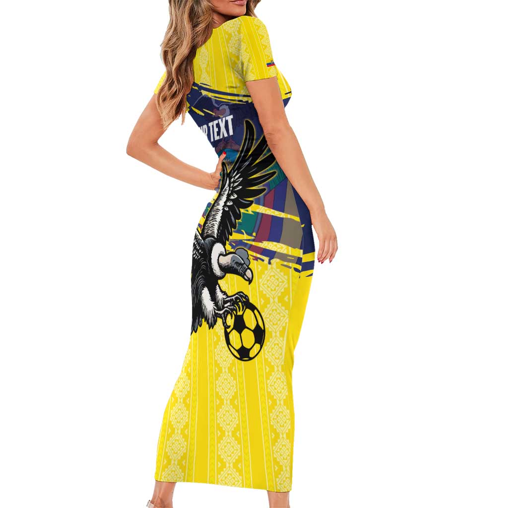 Ecuador Football Custom Family Matching Short Sleeve Bodycon Dress and Hawaiian Shirt 2026 Vamos La Tri Yellow South America Pattern - Wonder Print Shop