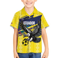 Ecuador Football Custom Family Matching Summer Maxi Dress and Hawaiian Shirt 2026 Vamos La Tri Yellow South America Pattern - Wonder Print Shop