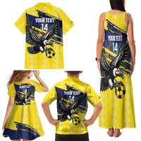 Ecuador Football Custom Family Matching Tank Maxi Dress and Hawaiian Shirt 2026 Vamos La Tri Yellow South America Pattern - Wonder Print Shop