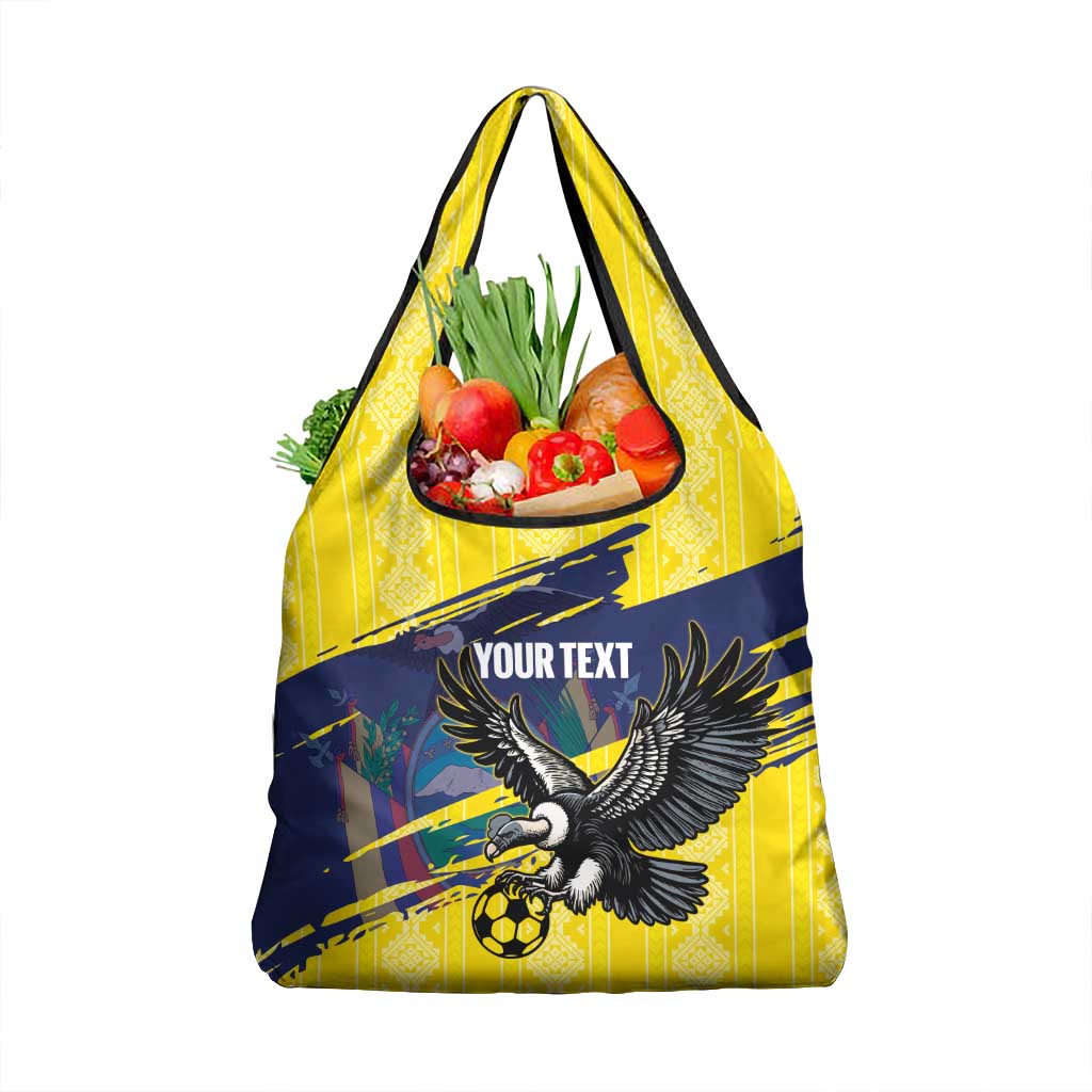 Ecuador Football Custom Grocery Bag 2026 Vamos La Tri Yellow South America Pattern - Wonder Print Shop