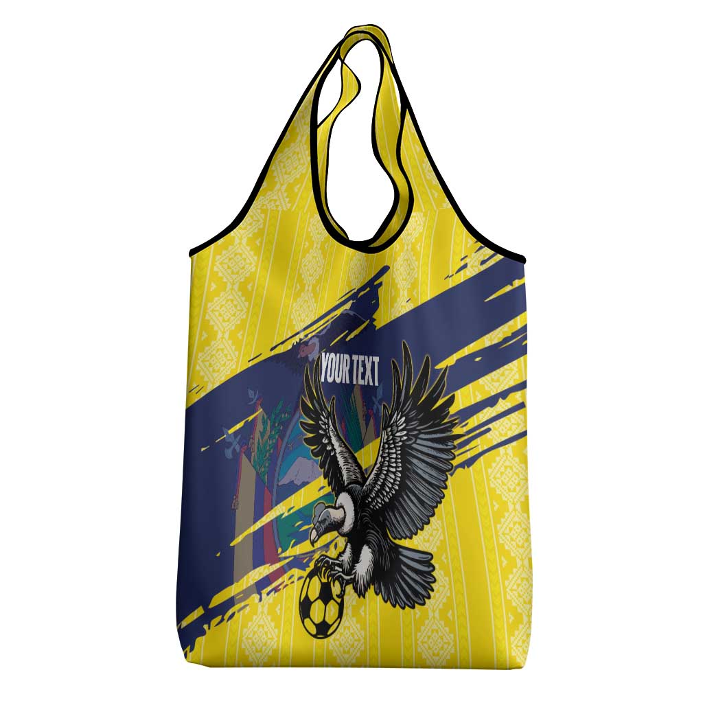 Ecuador Football Custom Grocery Bag 2026 Vamos La Tri Yellow South America Pattern - Wonder Print Shop