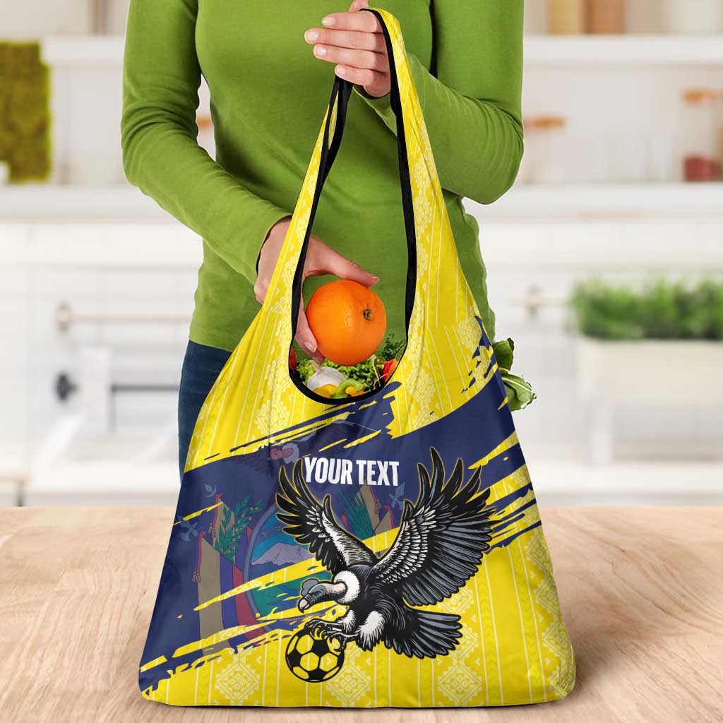 Ecuador Football Custom Grocery Bag 2026 Vamos La Tri Yellow South America Pattern - Wonder Print Shop