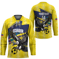 Ecuador Football Custom Hockey Jersey 2026 Vamos La Tri Yellow South America Pattern - Wonder Print Shop