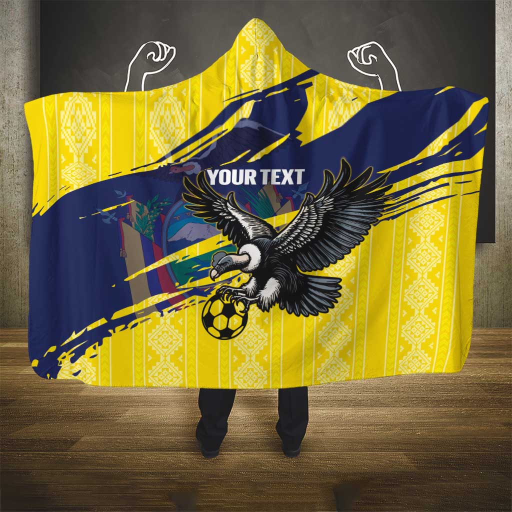 Ecuador Football Custom Hooded Blanket 2026 Vamos La Tri Yellow South America Pattern - Wonder Print Shop