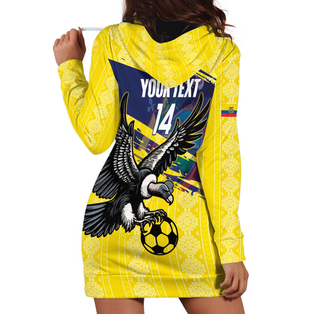Ecuador Football Custom Hoodie Dress 2026 Vamos La Tri Yellow South America Pattern - Wonder Print Shop