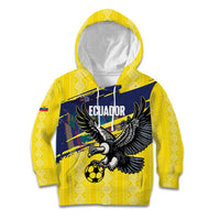 Ecuador Football Custom Kid Hoodie 2026 Vamos La Tri Yellow South America Pattern - Wonder Print Shop