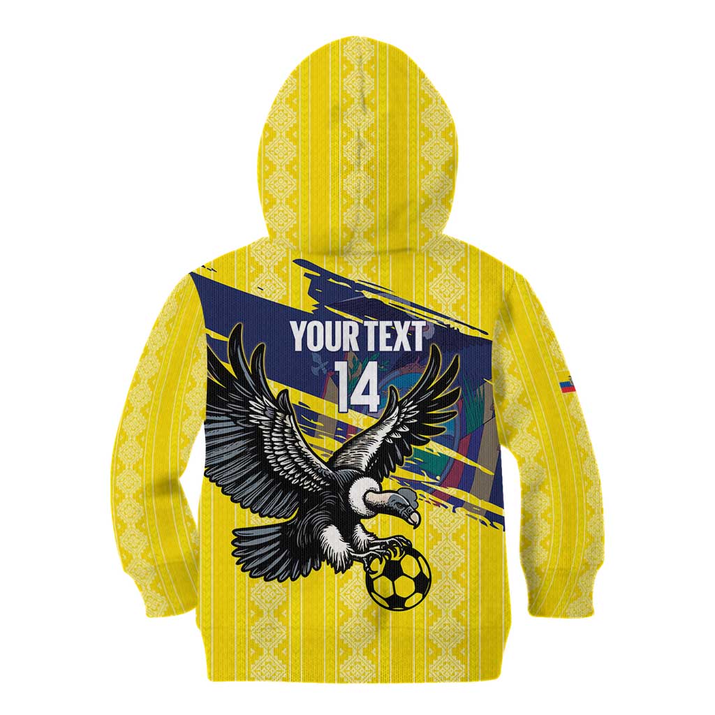 Ecuador Football Custom Kid Hoodie 2026 Vamos La Tri Yellow South America Pattern - Wonder Print Shop
