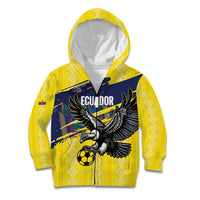 Ecuador Football Custom Kid Hoodie 2026 Vamos La Tri Yellow South America Pattern - Wonder Print Shop