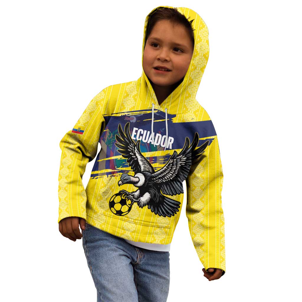 Ecuador Football Custom Kid Hoodie 2026 Vamos La Tri Yellow South America Pattern - Wonder Print Shop