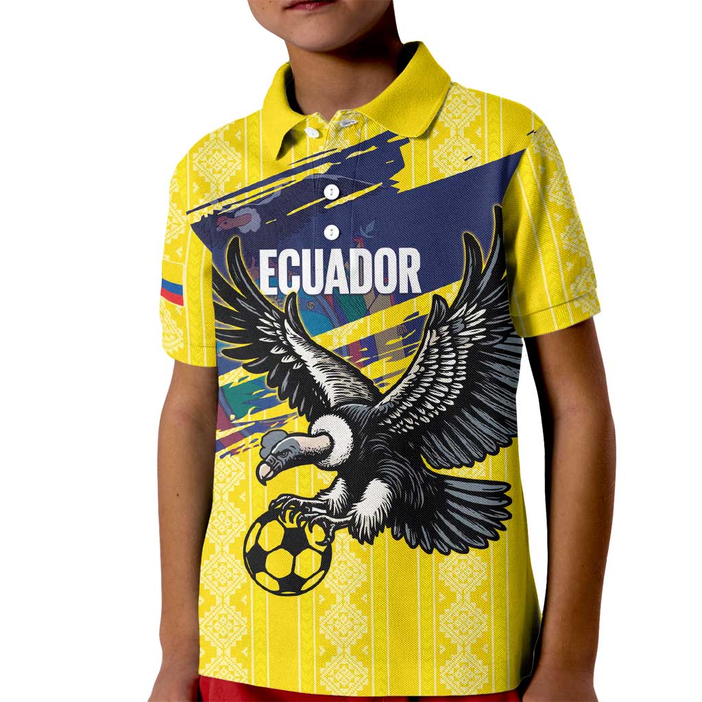 Ecuador Football Custom Kid Polo Shirt 2026 Vamos La Tri Yellow South America Pattern - Wonder Print Shop