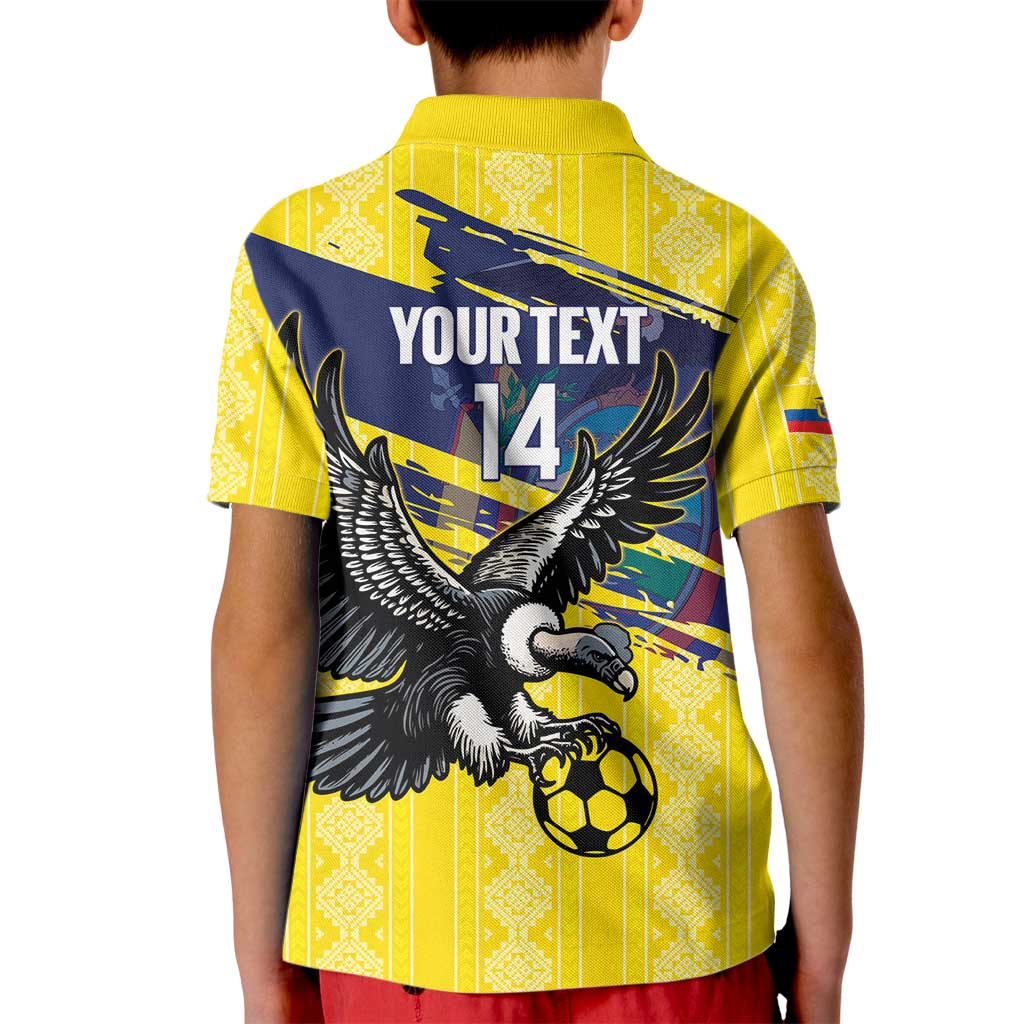 Ecuador Football Custom Kid Polo Shirt 2026 Vamos La Tri Yellow South America Pattern - Wonder Print Shop
