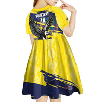 Ecuador Football Custom Kid Short Sleeve Dress 2026 Vamos La Tri Yellow South America Pattern - Wonder Print Shop