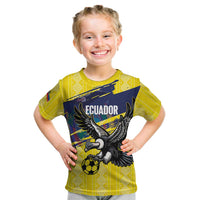 Ecuador Football Custom Kid T Shirt 2026 Vamos La Tri Yellow South America Pattern - Wonder Print Shop