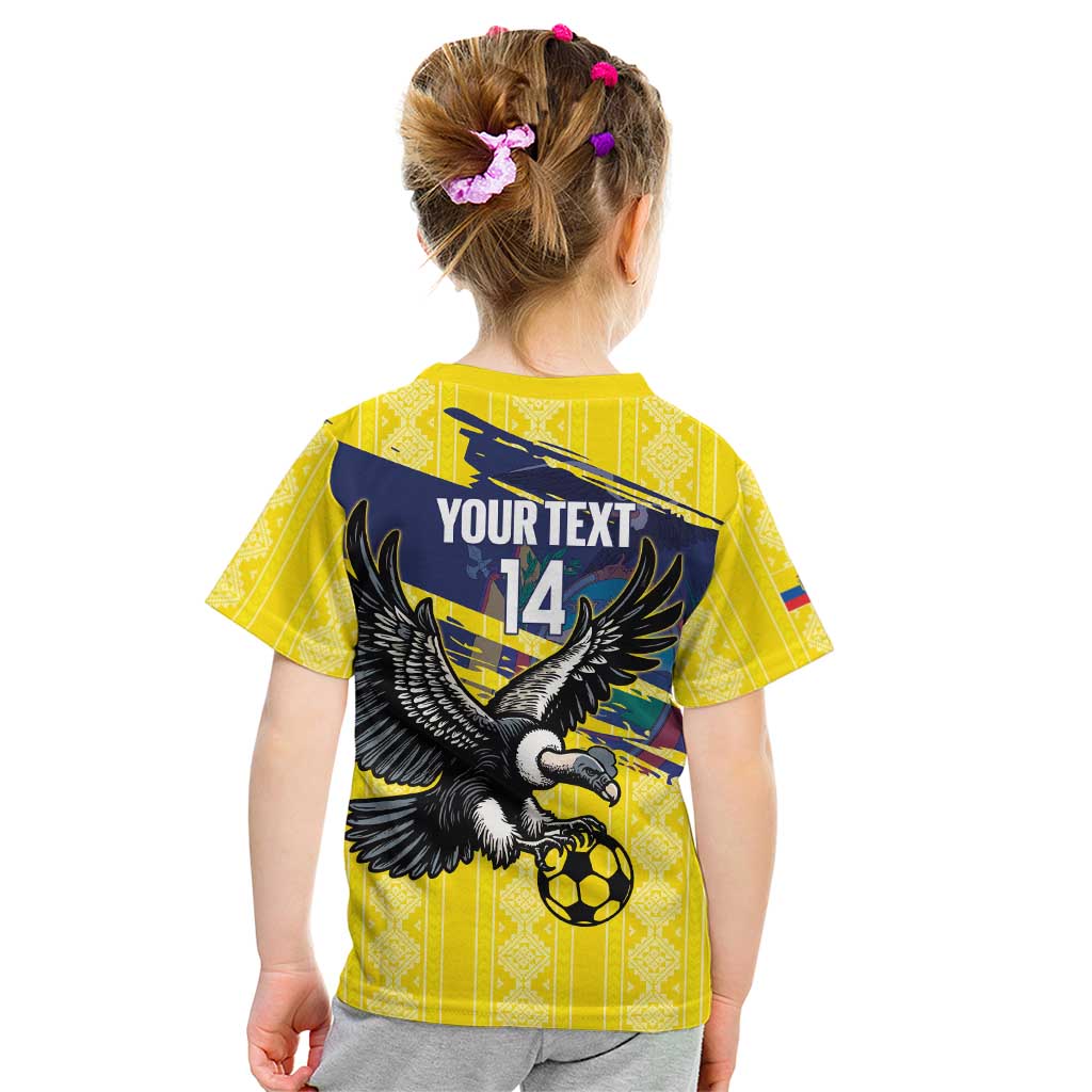 Ecuador Football Custom Kid T Shirt 2026 Vamos La Tri Yellow South America Pattern - Wonder Print Shop