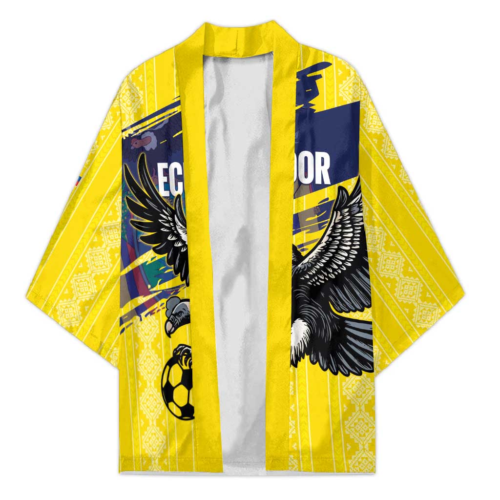 Ecuador Football Custom Kimono 2026 Vamos La Tri Yellow South America Pattern - Wonder Print Shop