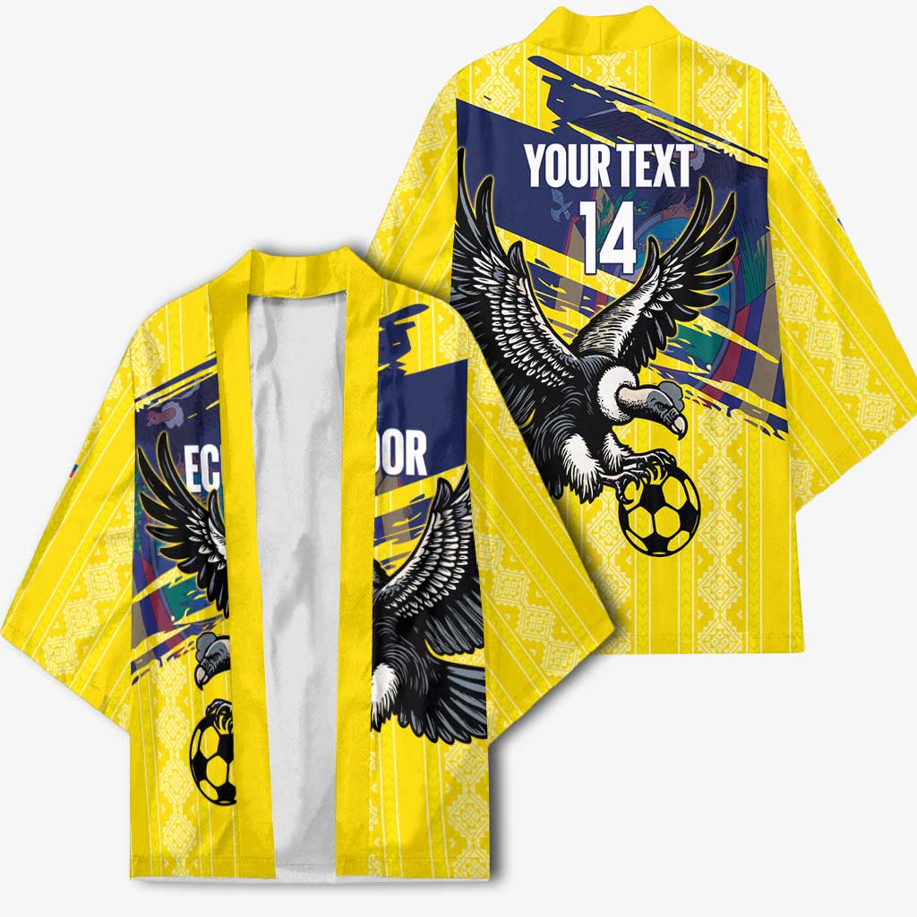 Ecuador Football Custom Kimono 2026 Vamos La Tri Yellow South America Pattern - Wonder Print Shop