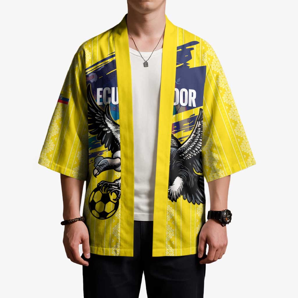 Ecuador Football Custom Kimono 2026 Vamos La Tri Yellow South America Pattern - Wonder Print Shop