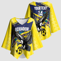 Ecuador Football Custom Kimono Sleeve Blouse 2026 Vamos La Tri Yellow South America Pattern - Wonder Print Shop