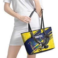 Ecuador Football Custom Leather Tote Bag 2026 Vamos La Tri Yellow South America Pattern - Wonder Print Shop