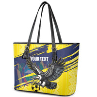 Ecuador Football Custom Leather Tote Bag 2026 Vamos La Tri Yellow South America Pattern - Wonder Print Shop