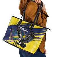 Ecuador Football Custom Leather Tote Bag 2026 Vamos La Tri Yellow South America Pattern - Wonder Print Shop