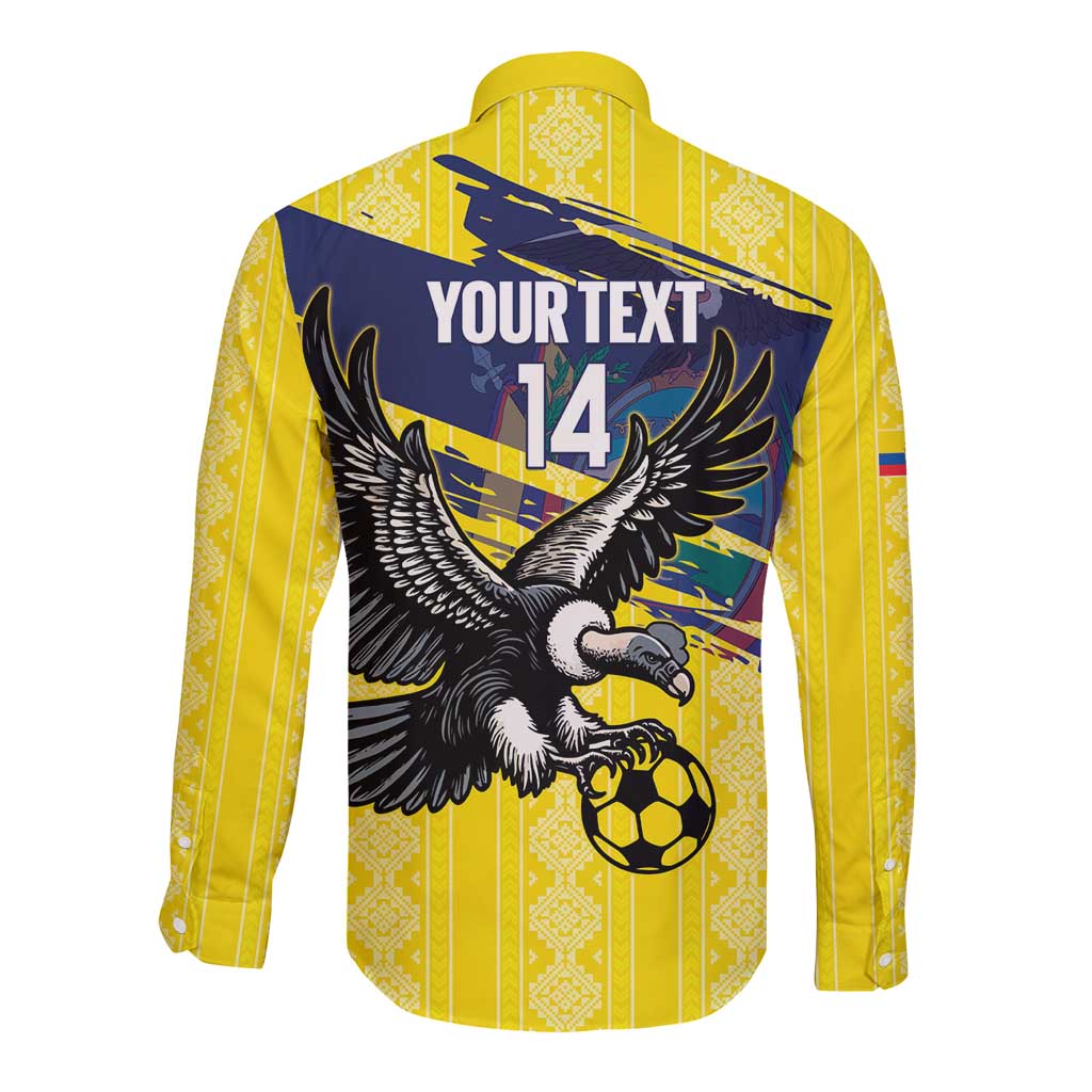 Ecuador Football Custom Long Sleeve Button Shirt 2026 Vamos La Tri Yellow South America Pattern - Wonder Print Shop